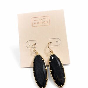 14th & Union Black Oval Stone Gold Tone Dangle Earrings